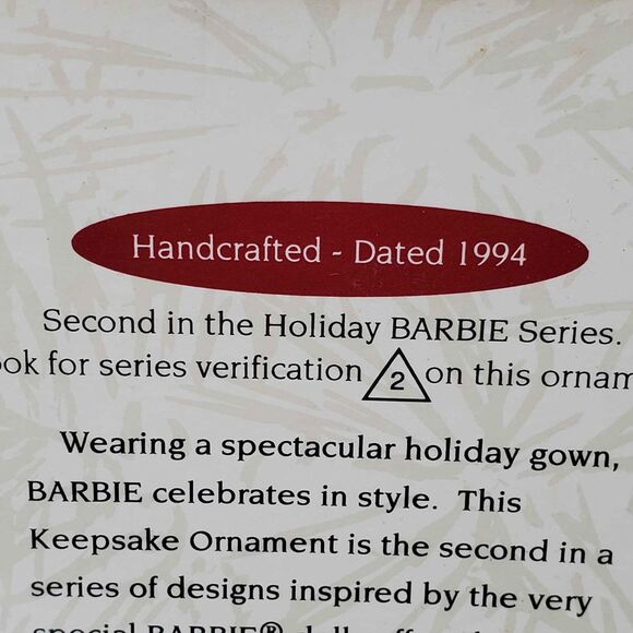Hallmark Keepsake Ornament Holiday Barbie #2 Collector's Series New 1994 - Picture 8 of 9